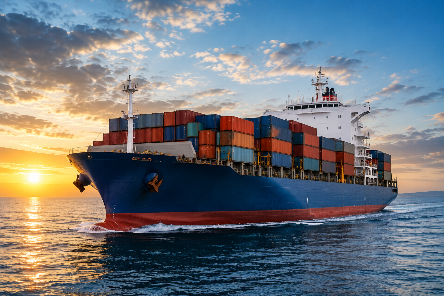 Container ship at sea