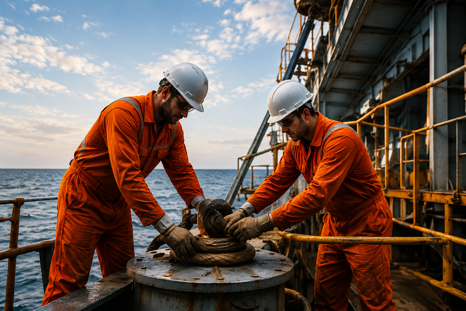 Maritime crew working on deck