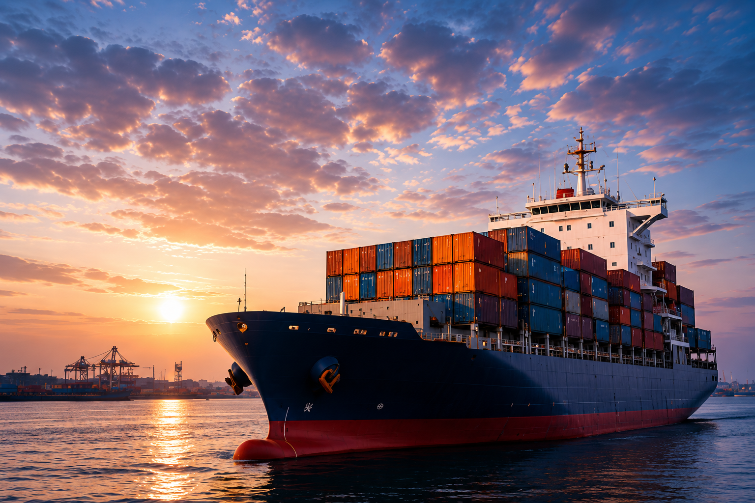 Container ship at sea
