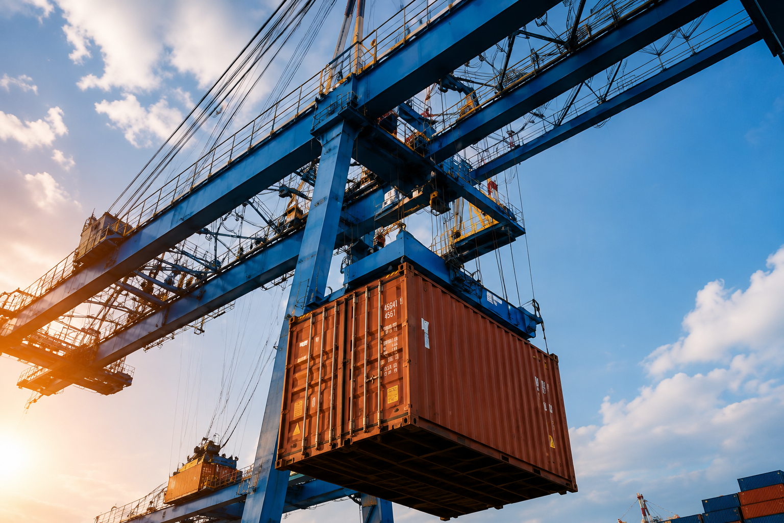Port crane loading container